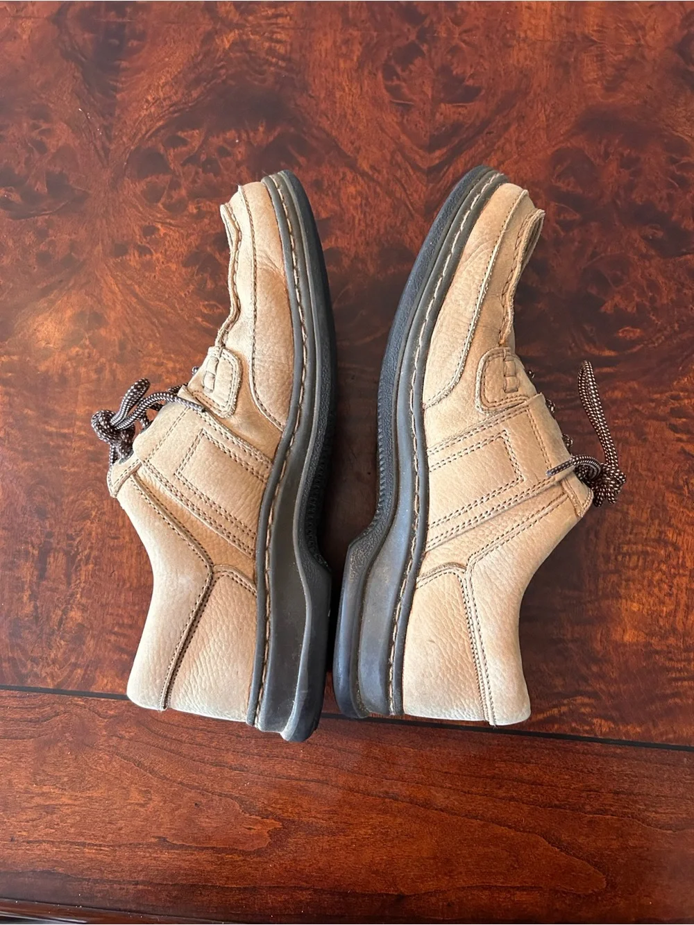 Earth Shoe Park Casual Comfort Oxford Men's Size 10.5 W Beige Leather Lace Shoes